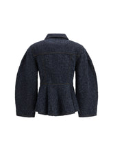 GANNI 36 tweed denim peplum jacket
