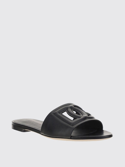 DOLCE &amp; GABBANA 36 slides in leather with carved dg monogram