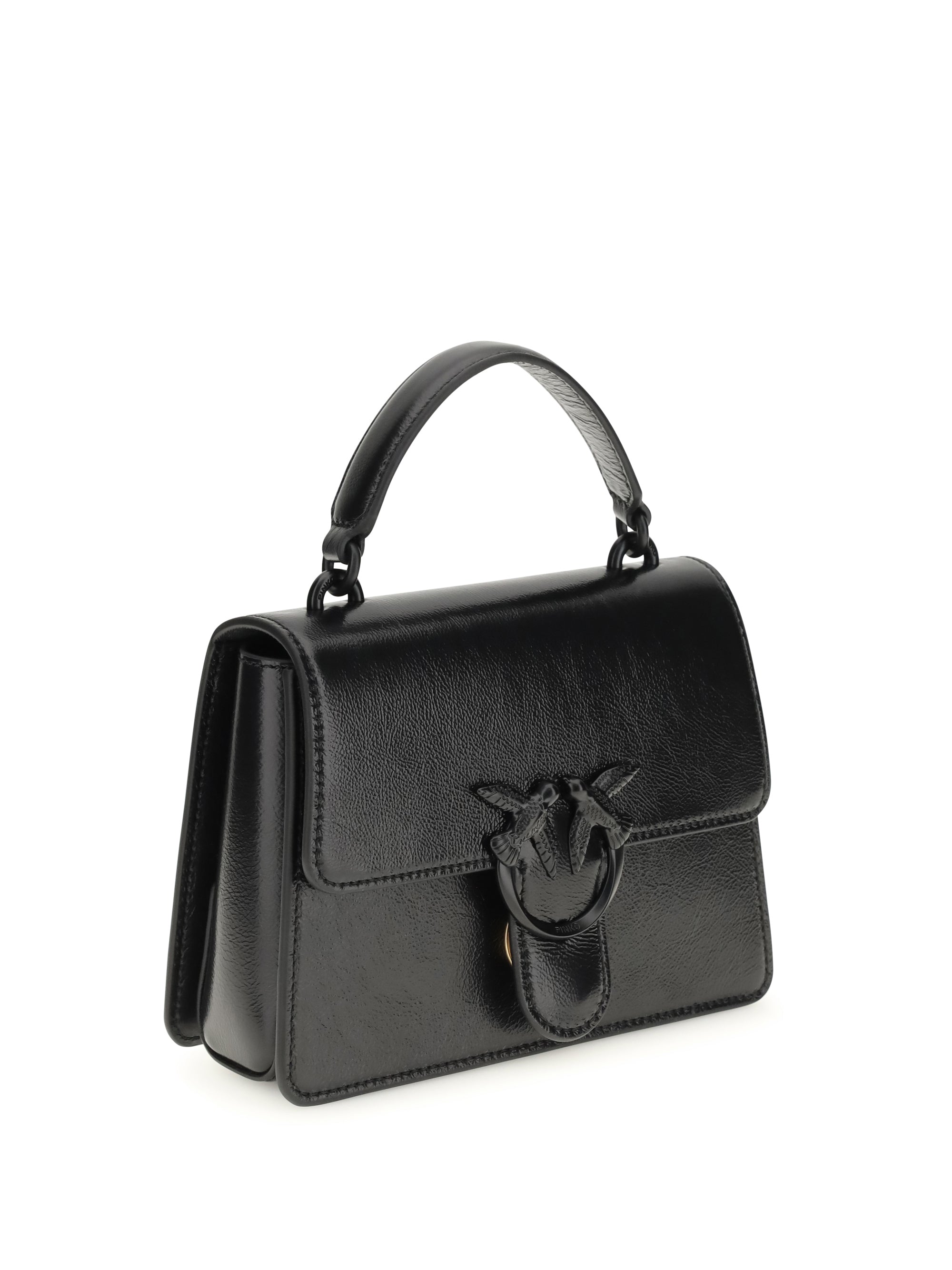 shiny leather love one top mini handbag