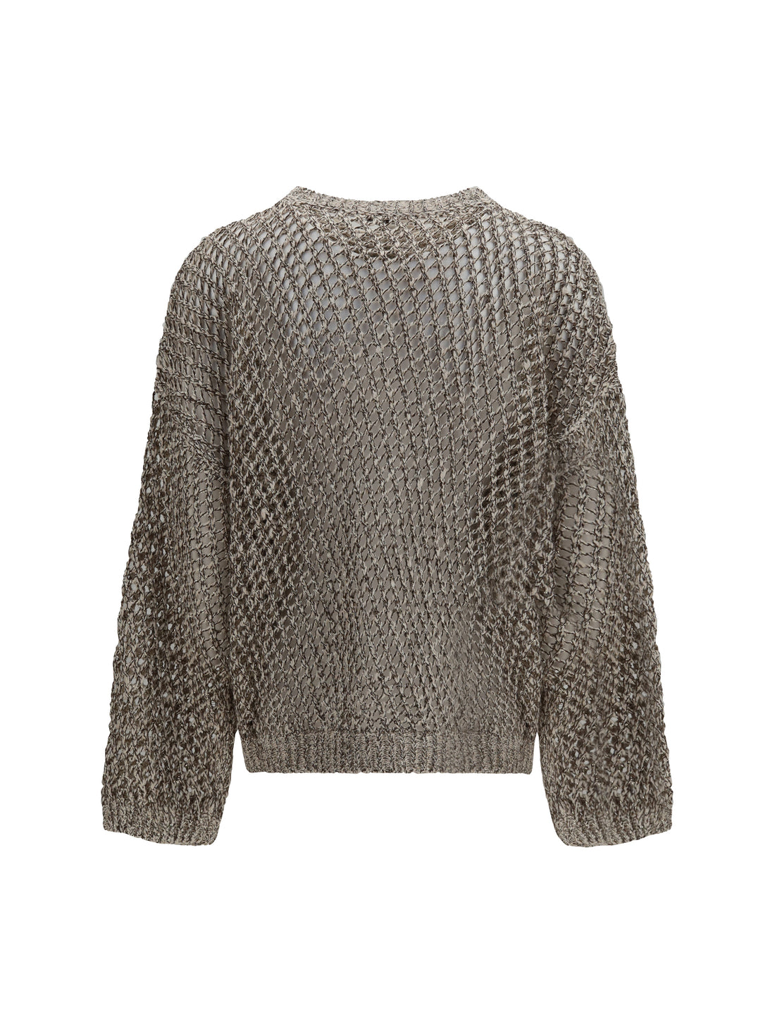 BRUNELLO CUCINELLI M dazzling chiné silk and linen open-knit sweater