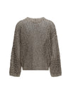 dazzling chiné silk and linen open-knit sweater