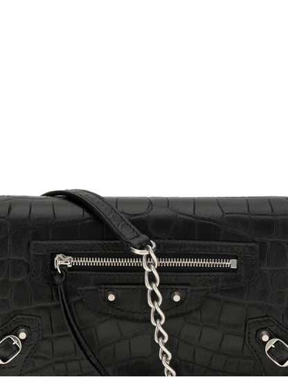 BALENCIAGA OS crocodile effect shoulder bag 