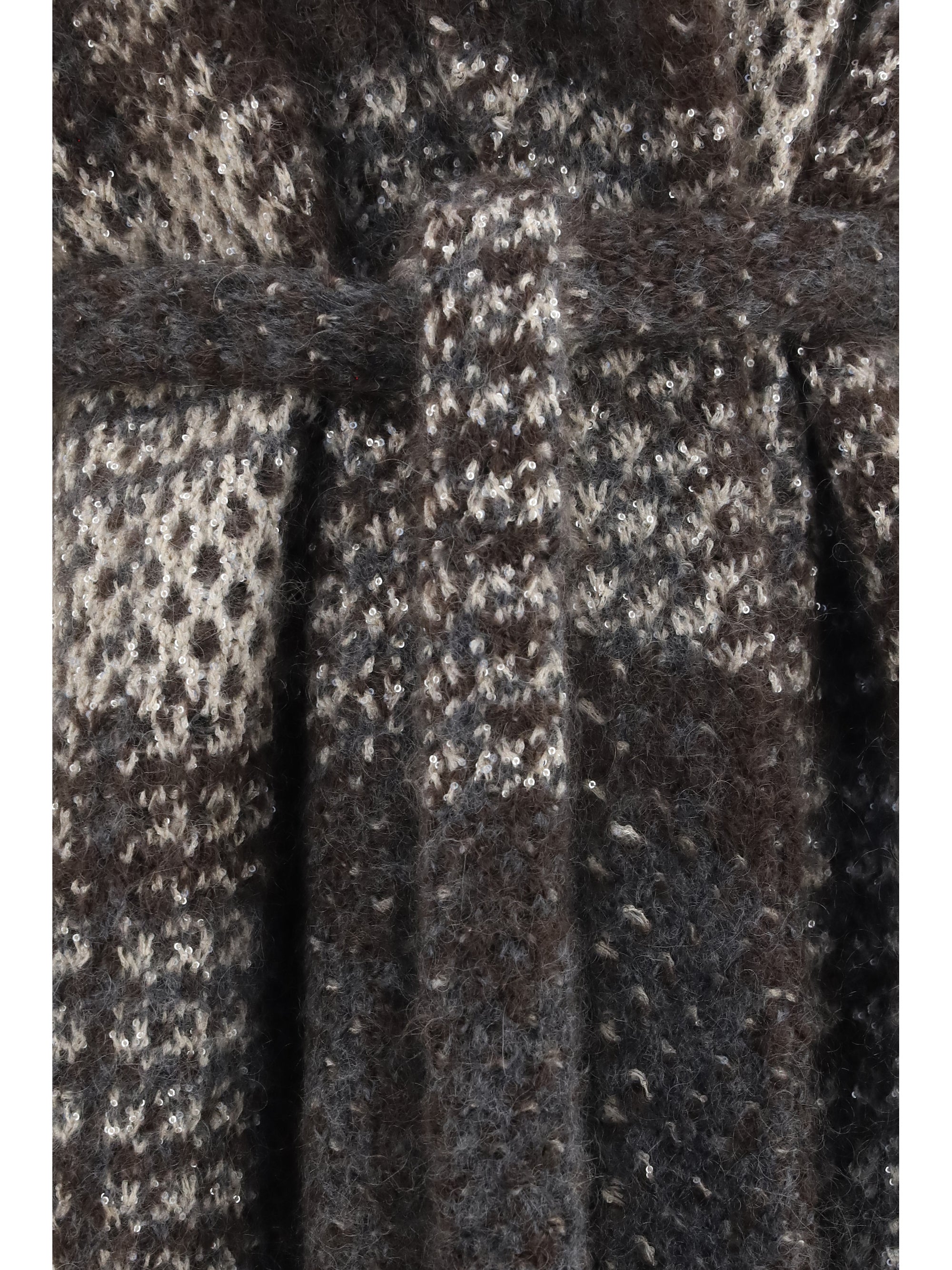 macrocheck mohair blend coat with belt