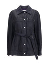 cropped cotton jacket with belt