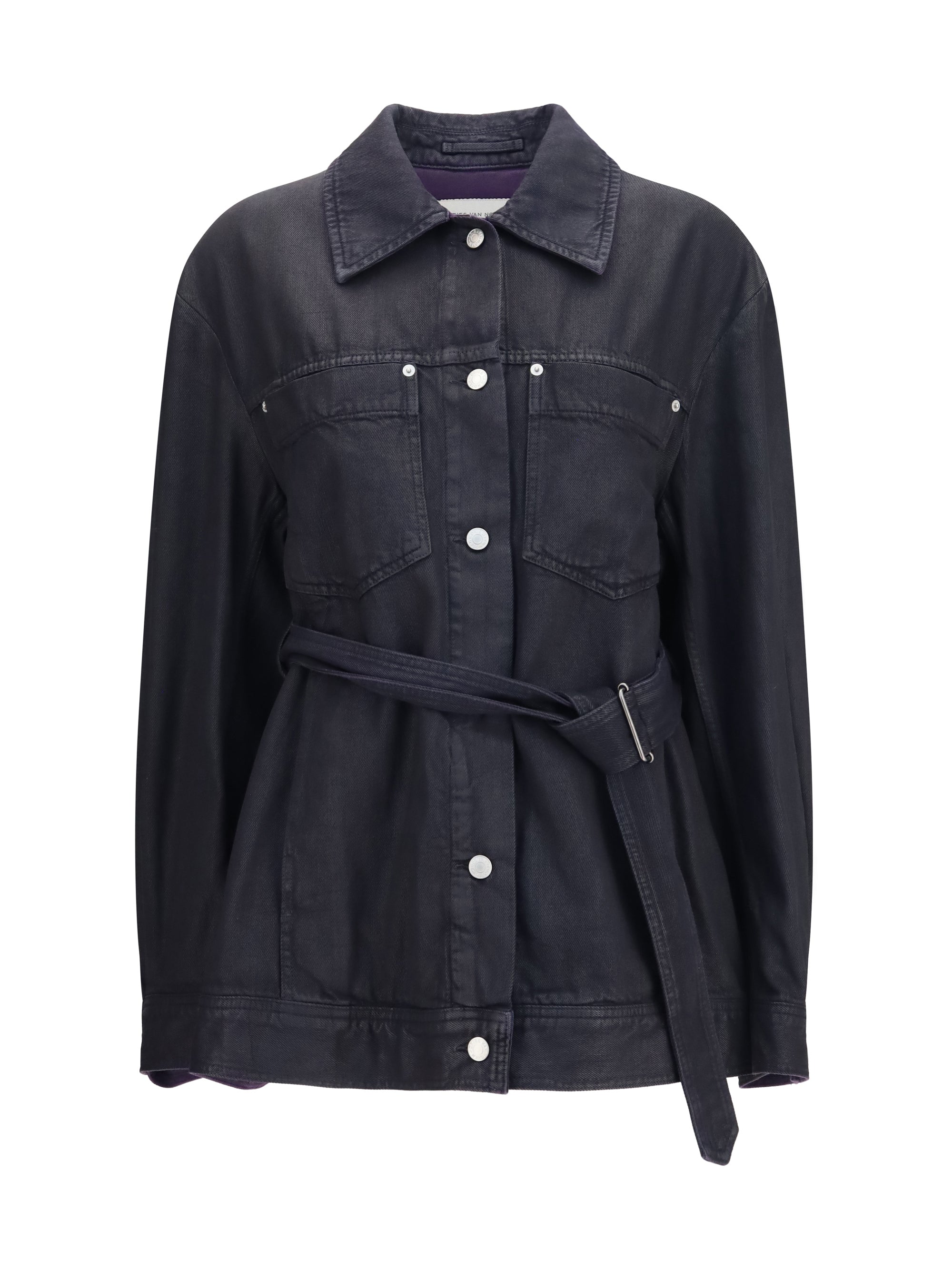 cropped cotton jacket with belt