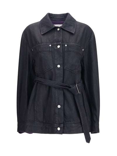 cropped cotton jacket with belt