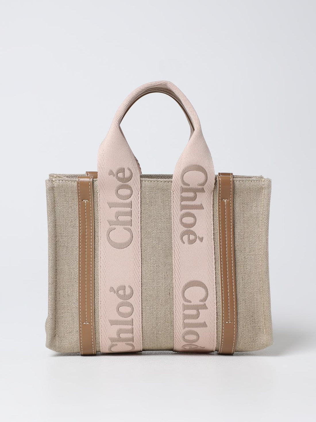 CHLOÉ OS chloé bag in canvas and leather with embroidered logo