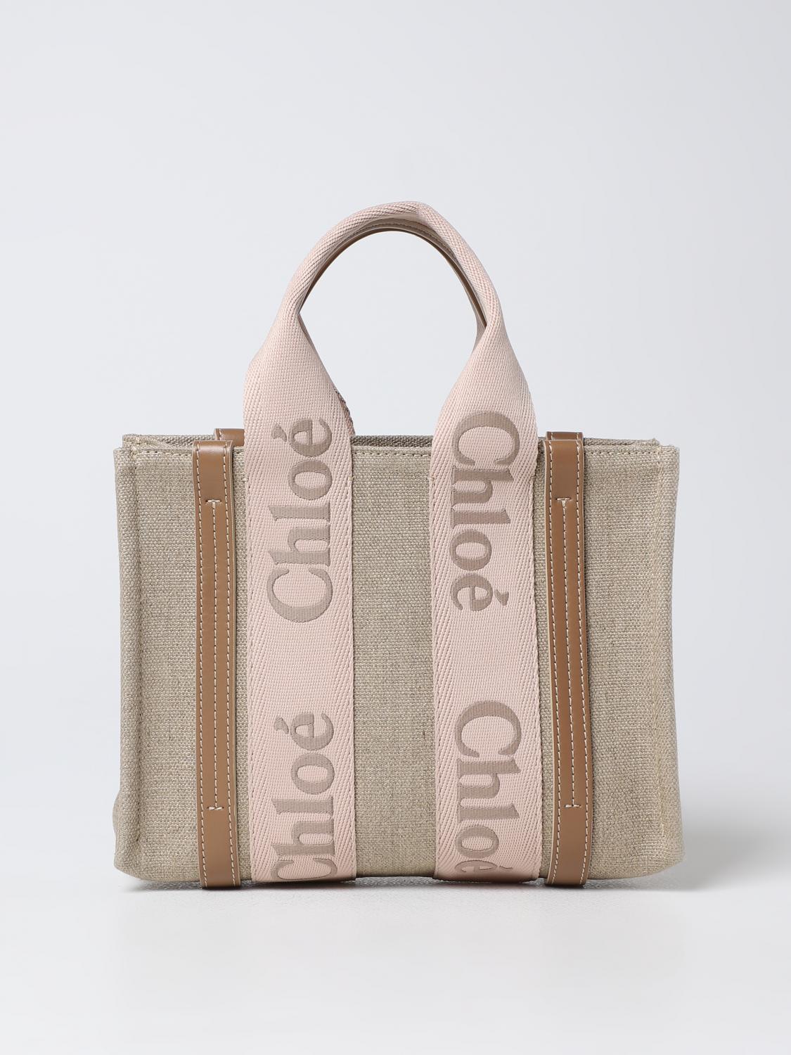 chloé bag in canvas and leather with embroidered logo