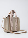 chloé bag in canvas and leather with embroidered logo