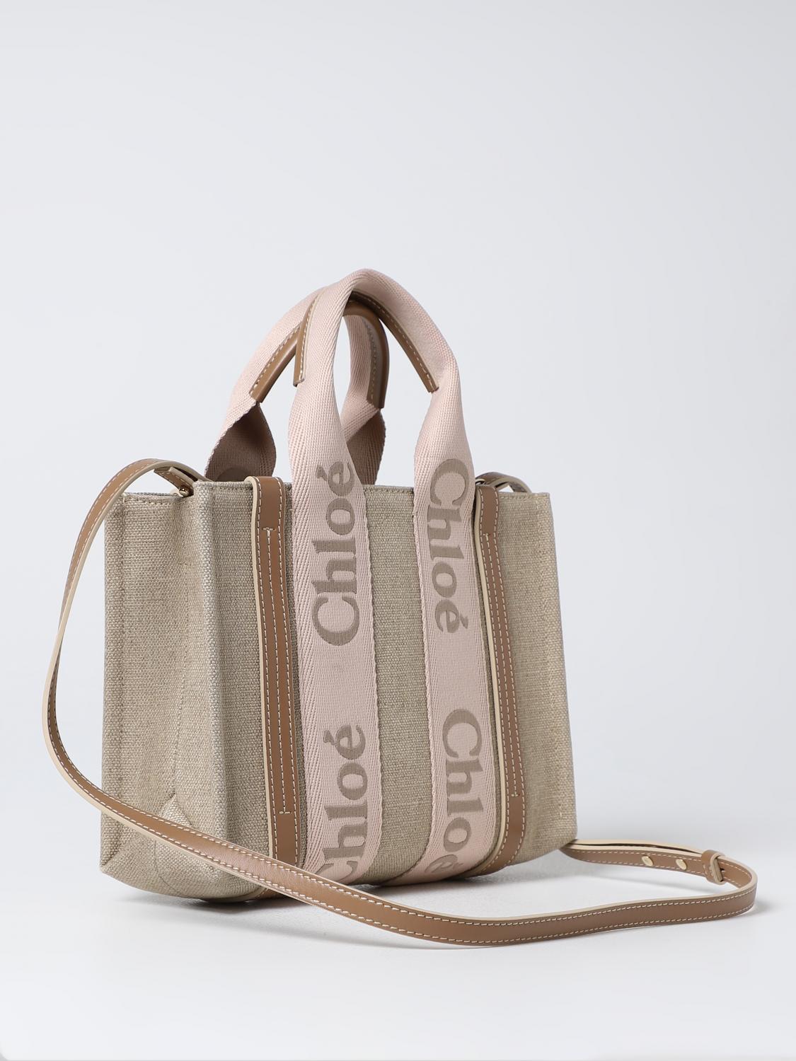 chloé bag in canvas and leather with embroidered logo