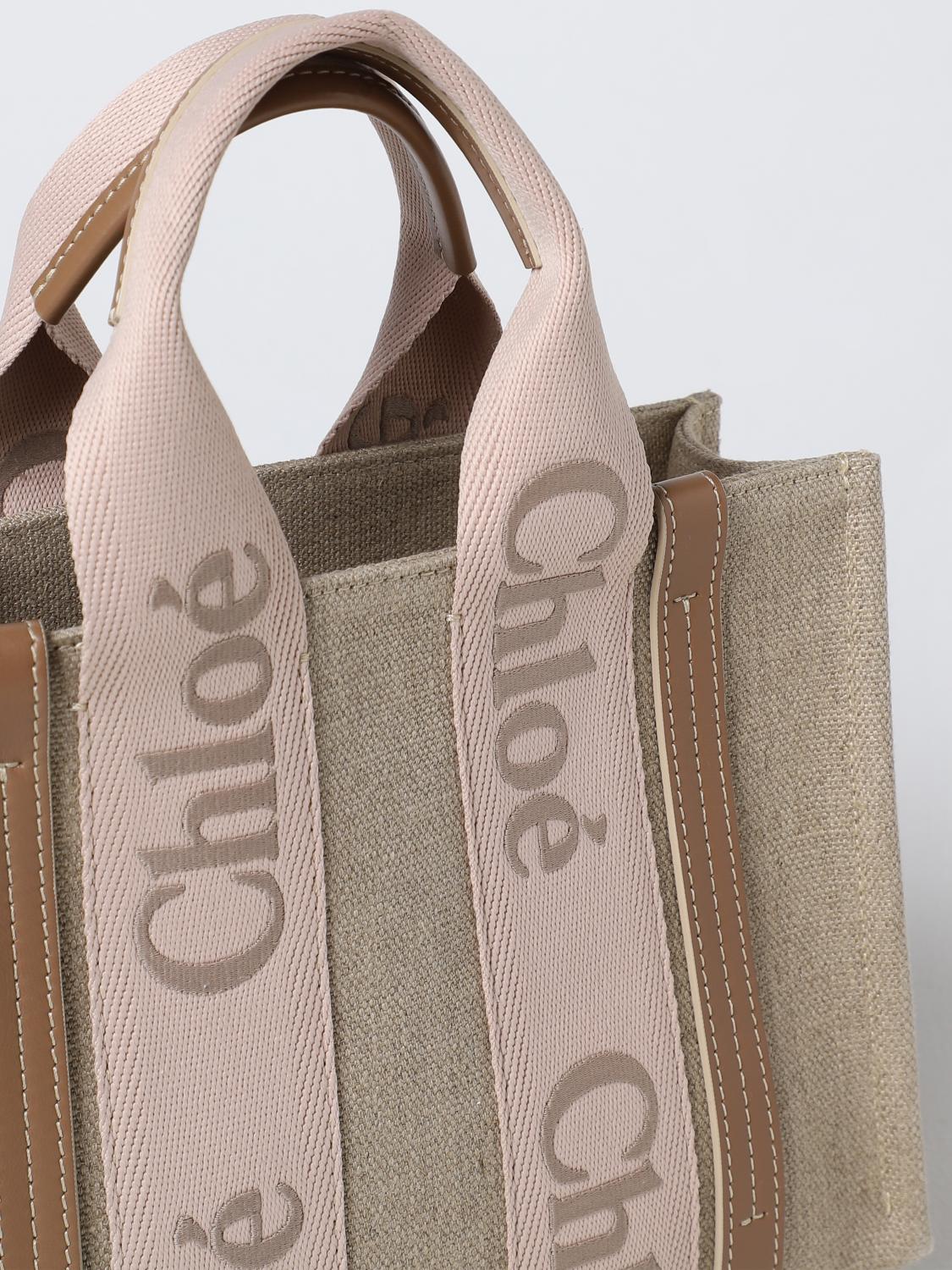 chloé bag in canvas and leather with embroidered logo
