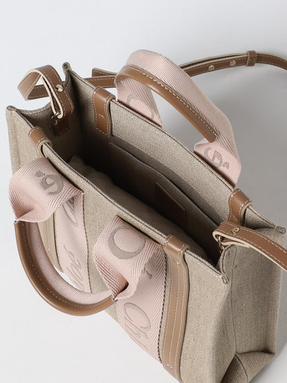 CHLOÉ OS chloé bag in canvas and leather with embroidered logo