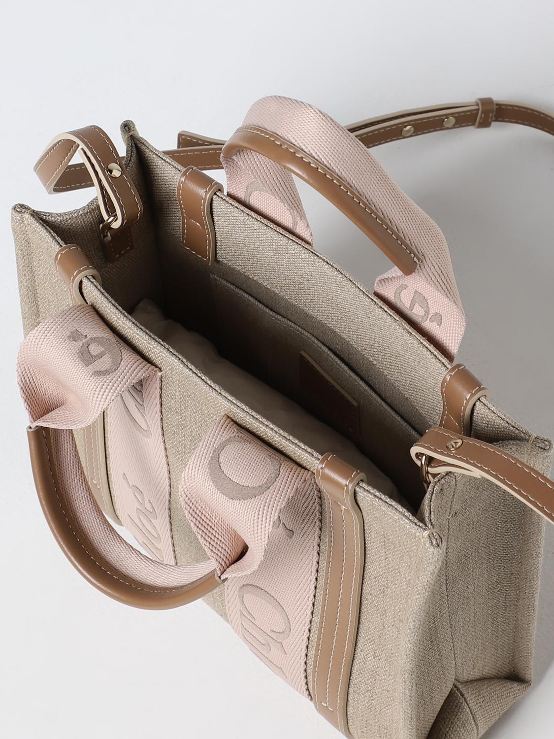 chloé bag in canvas and leather with embroidered logo