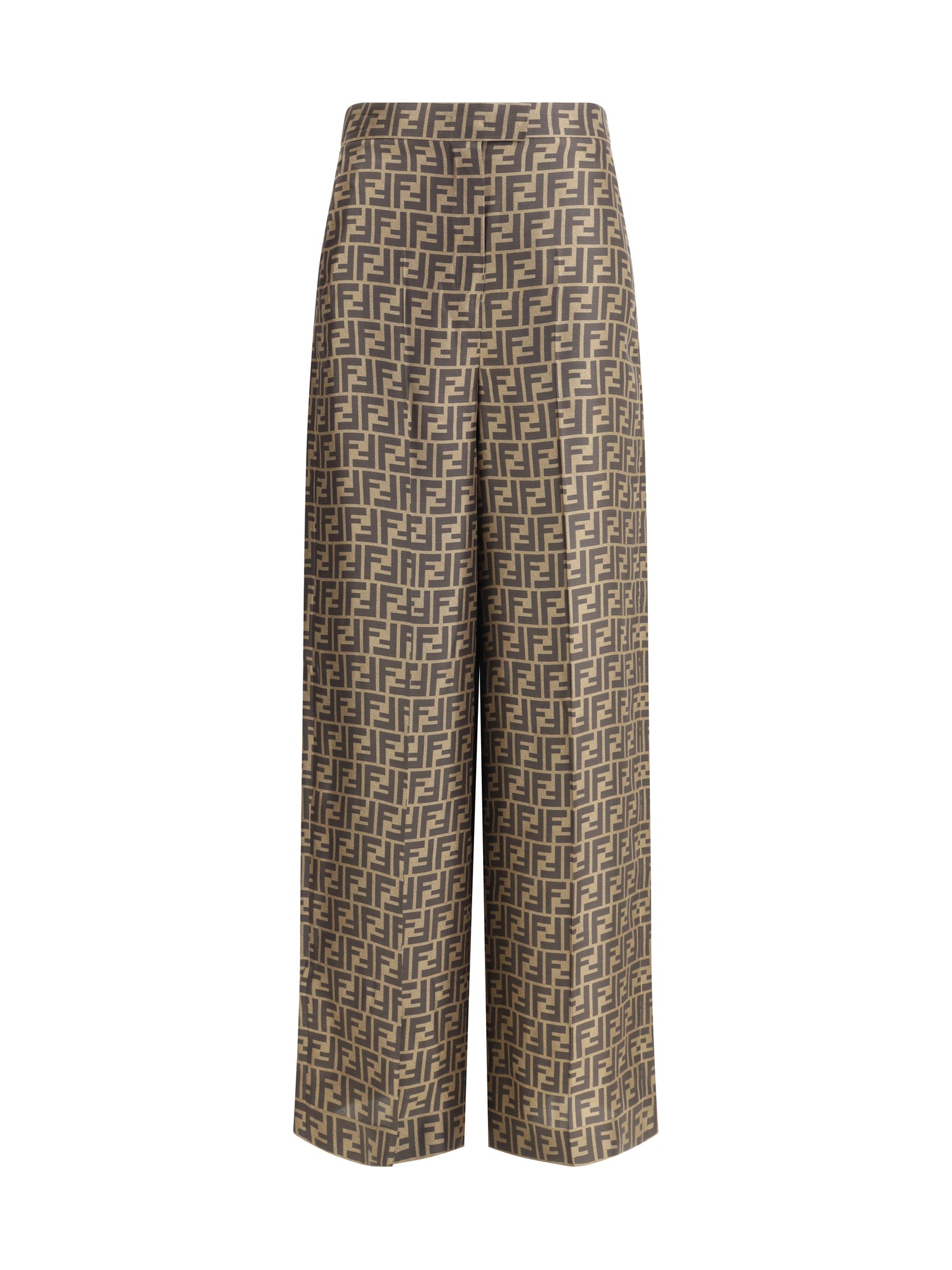 FENDI 38 monogram pattern silk pants