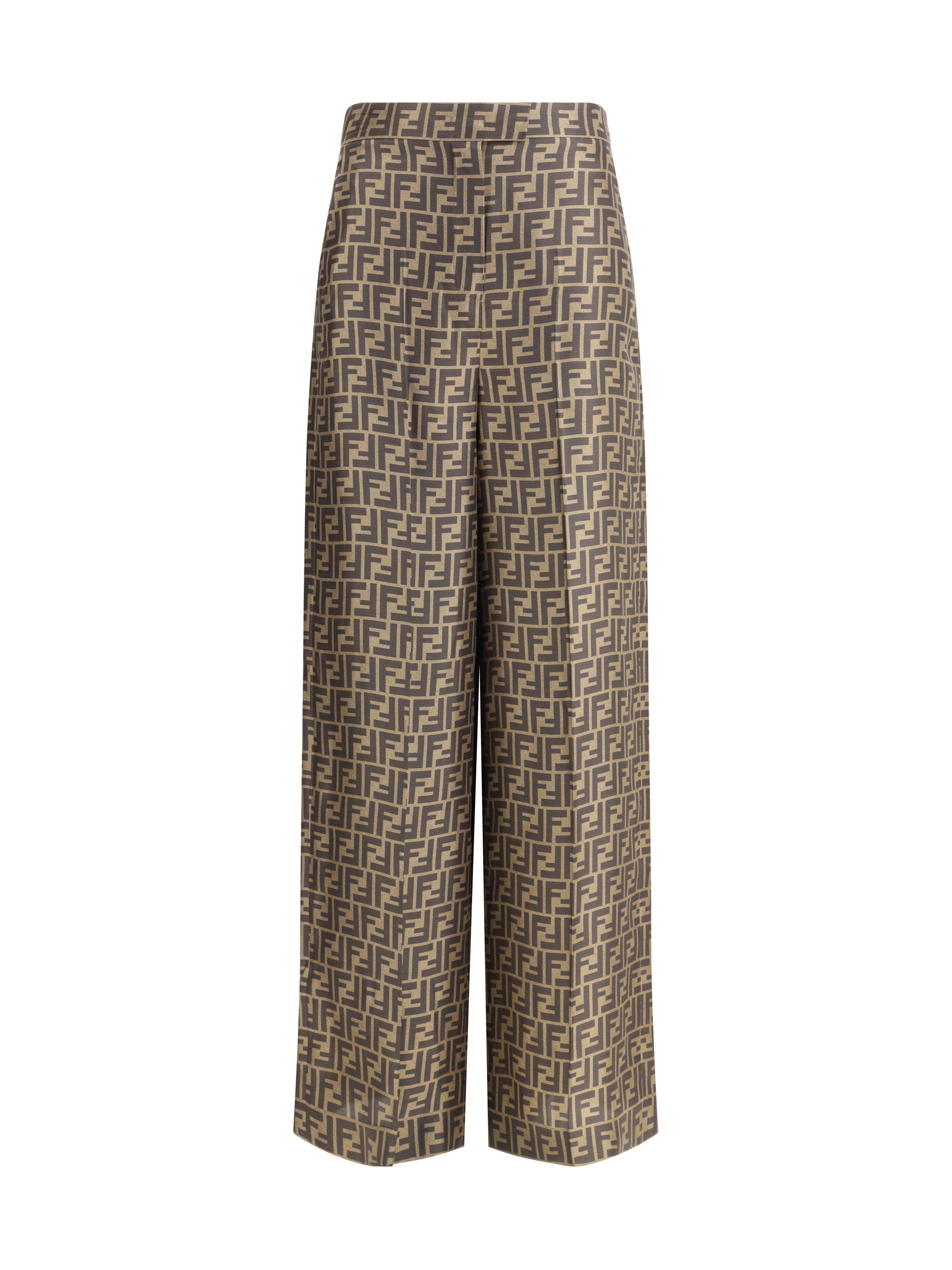 monogram pattern silk pants