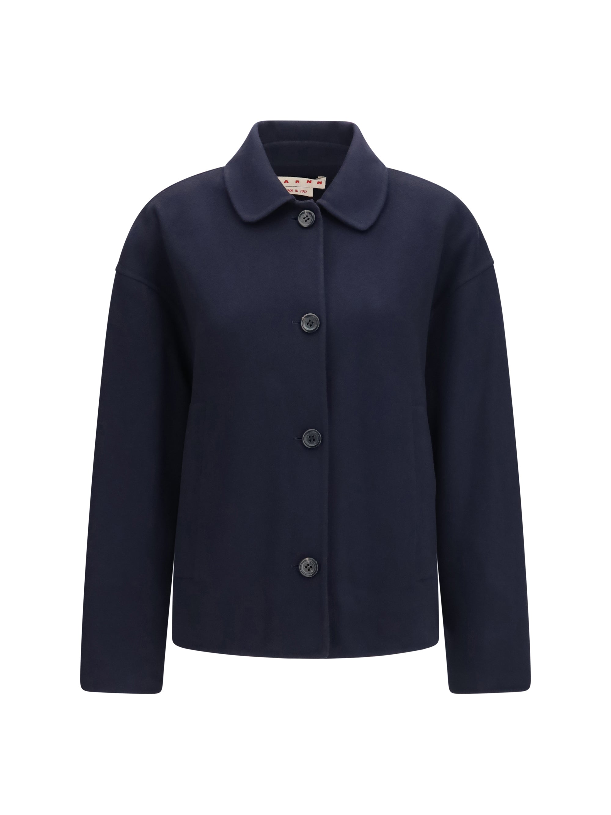 wool jacket with logo embroidery