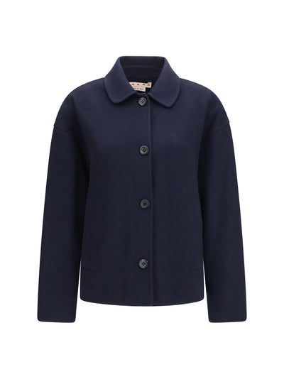 wool jacket with logo embroidery