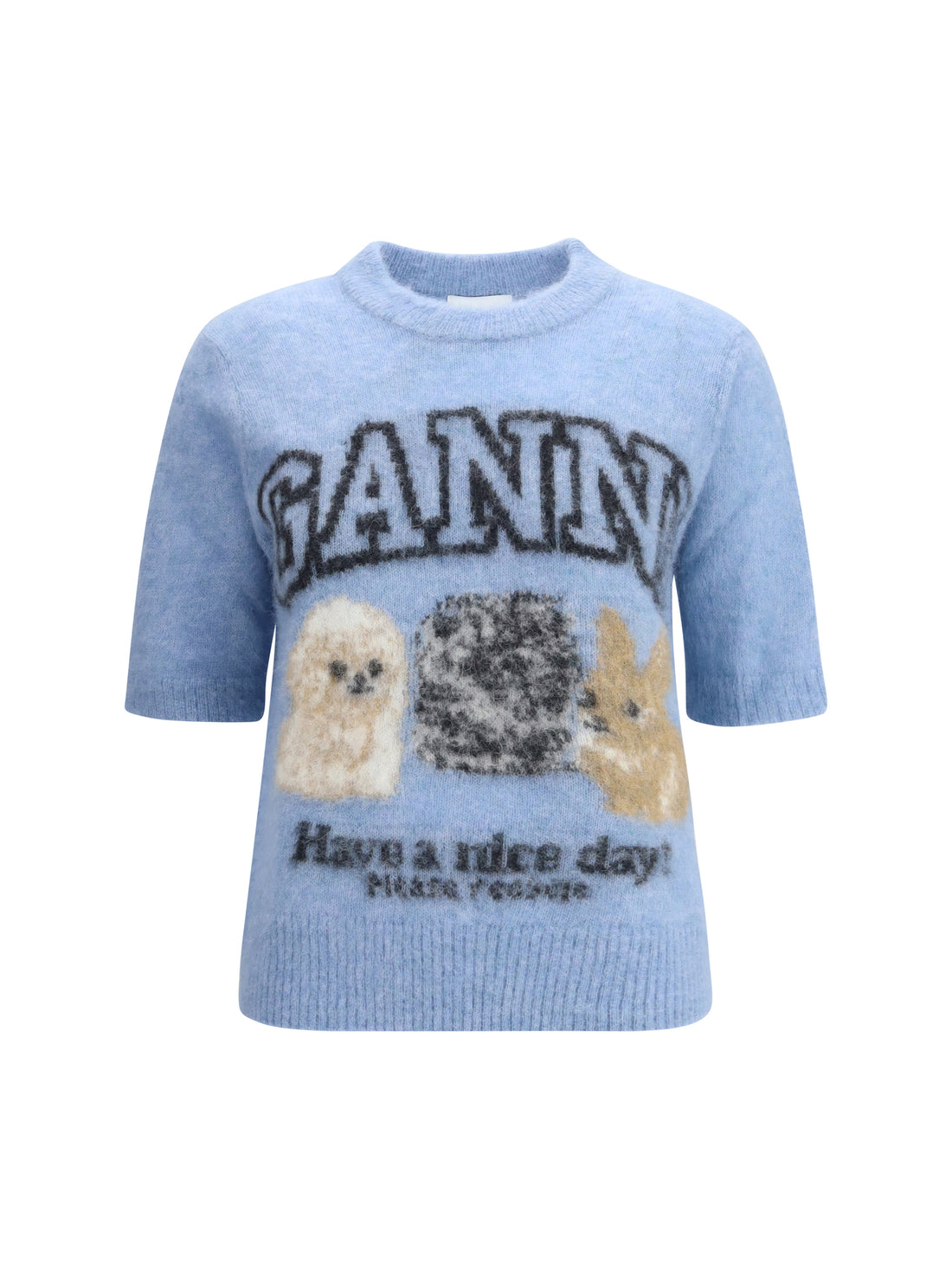 GANNI S puppies short sleeve sweater