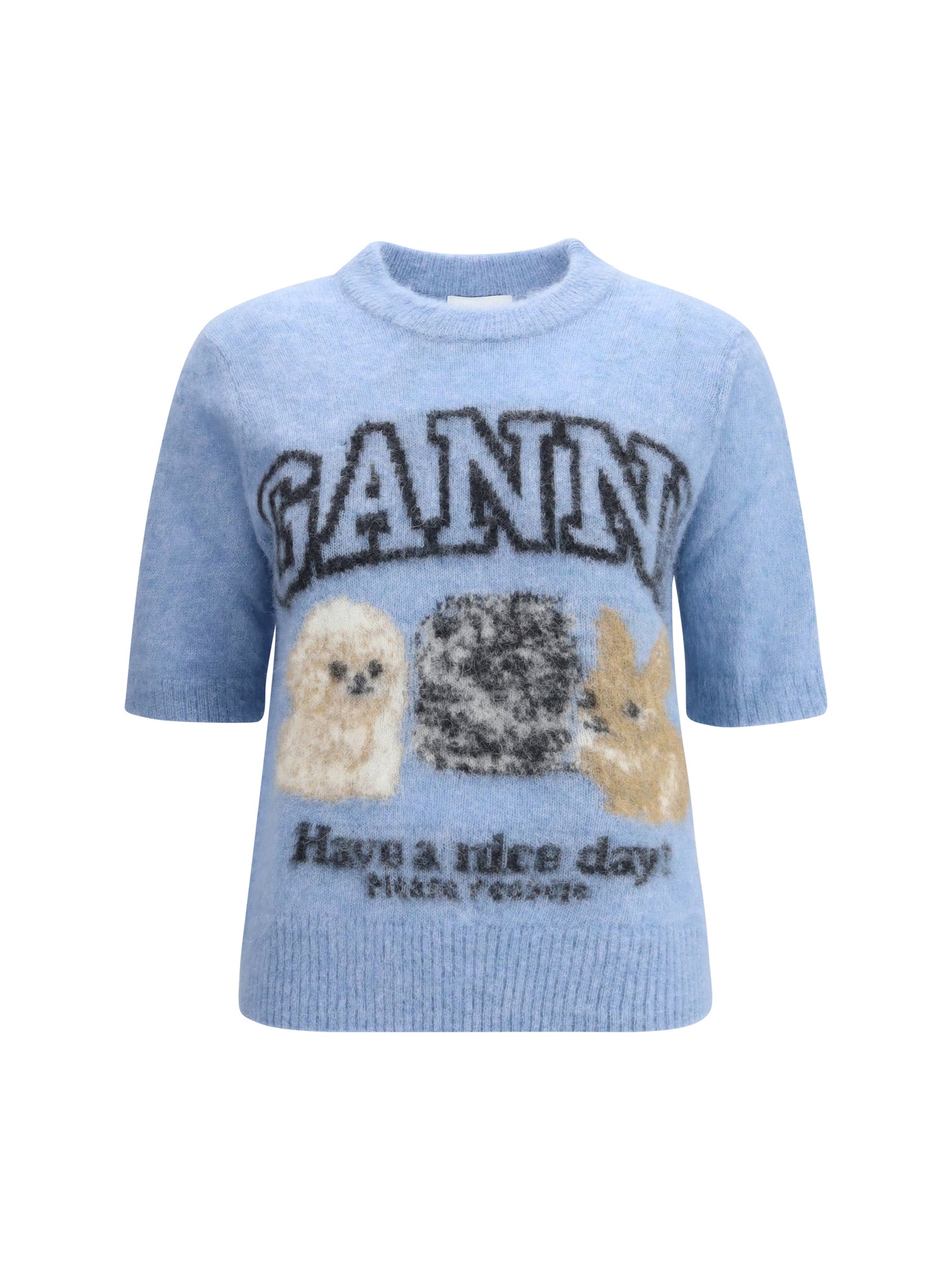 GANNI S puppies short sleeve sweater