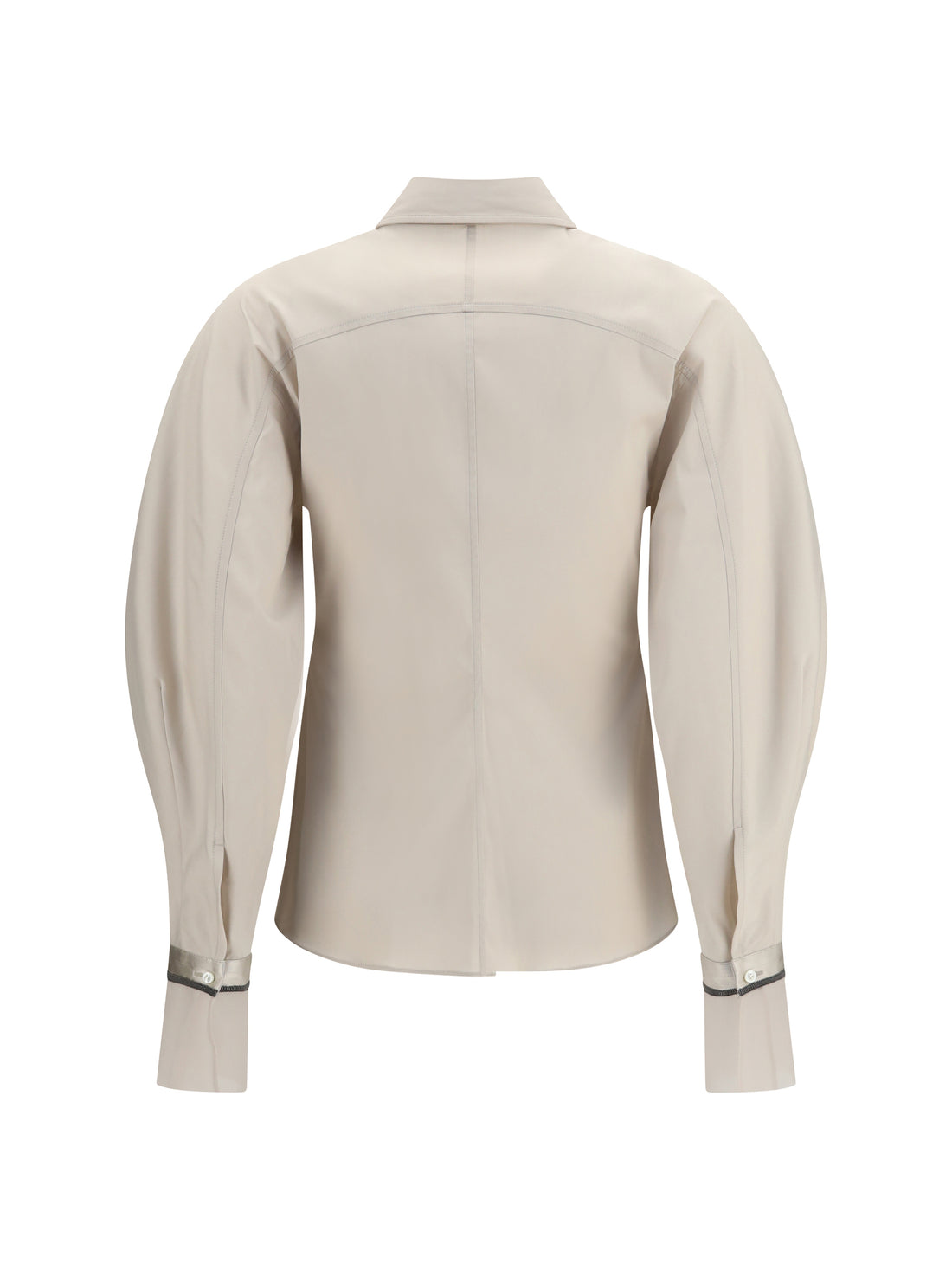BRUNELLO CUCINELLI L stretch cotton poplin shirt with shiny silk cuffs