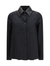 cotton gabardine shirt with pleated back