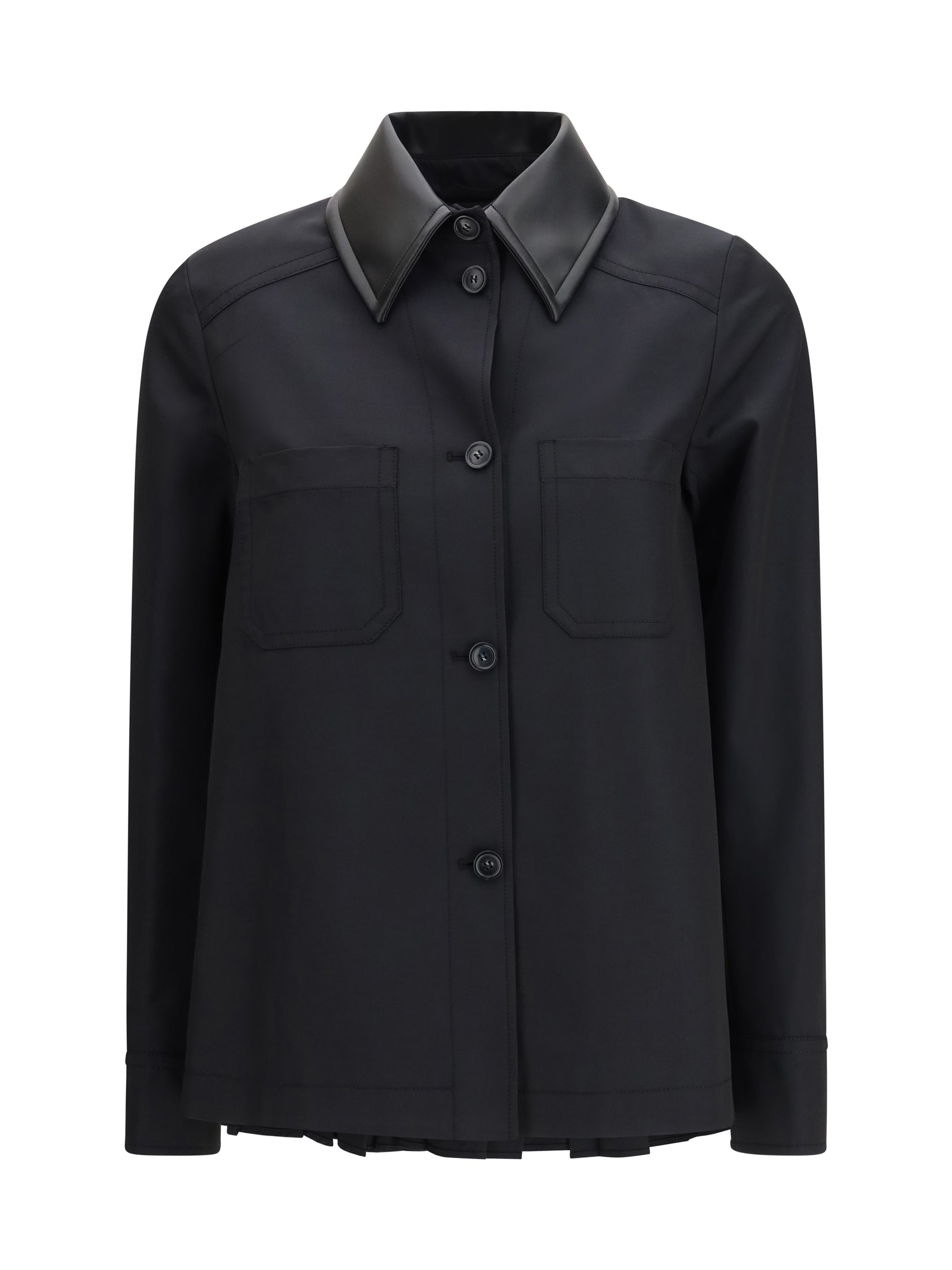 cotton gabardine shirt with pleated back