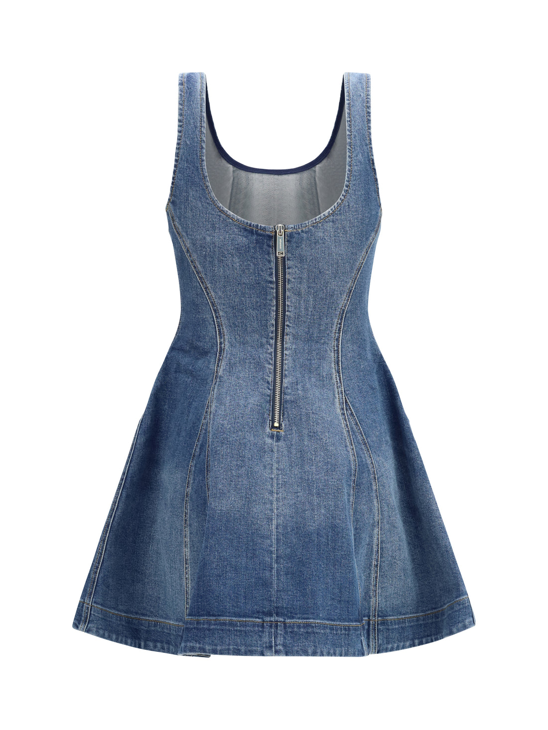 SELF-PORTRAIT 6 denim flared mini dress