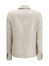 button herringbone blazer