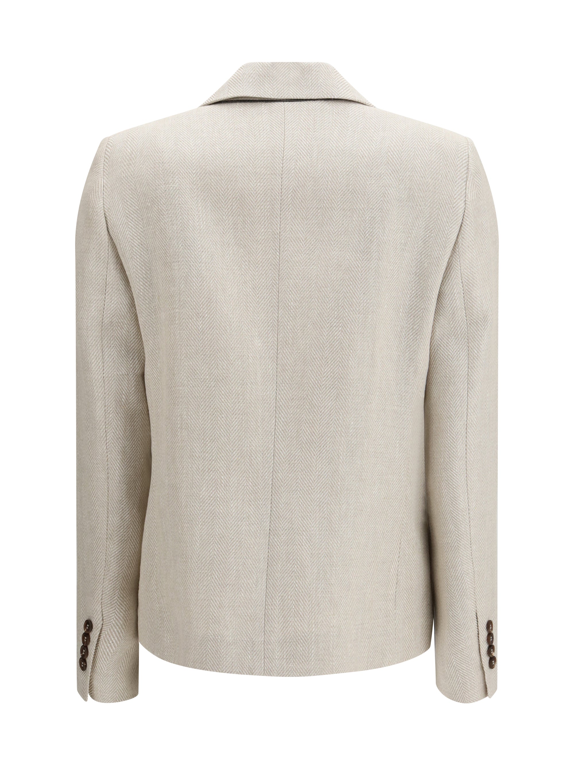 button herringbone blazer
