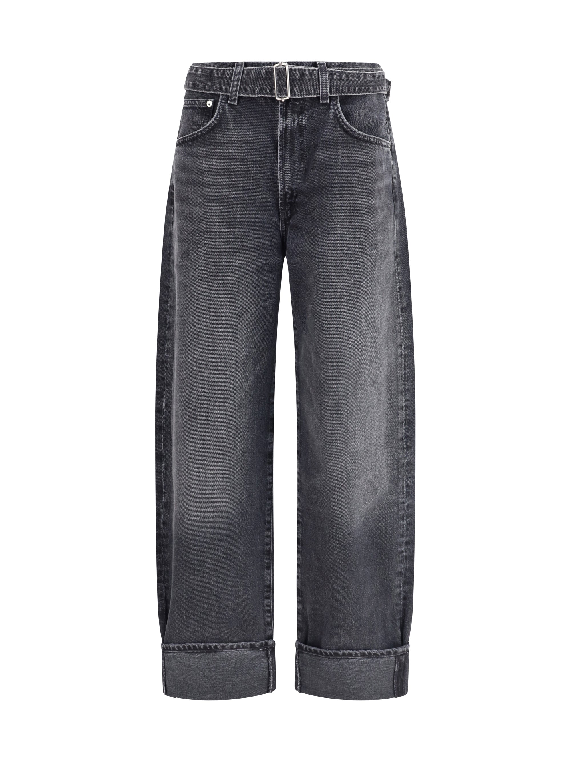 cuffed taper wide jeans