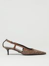 slingbacks in fabric with jacquard logo and leather