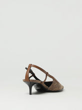 VERSACE 37 slingbacks in fabric with jacquard logo and leather