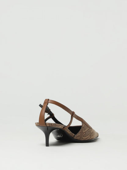 VERSACE 37 slingbacks in fabric with jacquard logo and leather