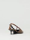 slingbacks in fabric with jacquard logo and leather