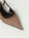 slingbacks in fabric with jacquard logo and leather