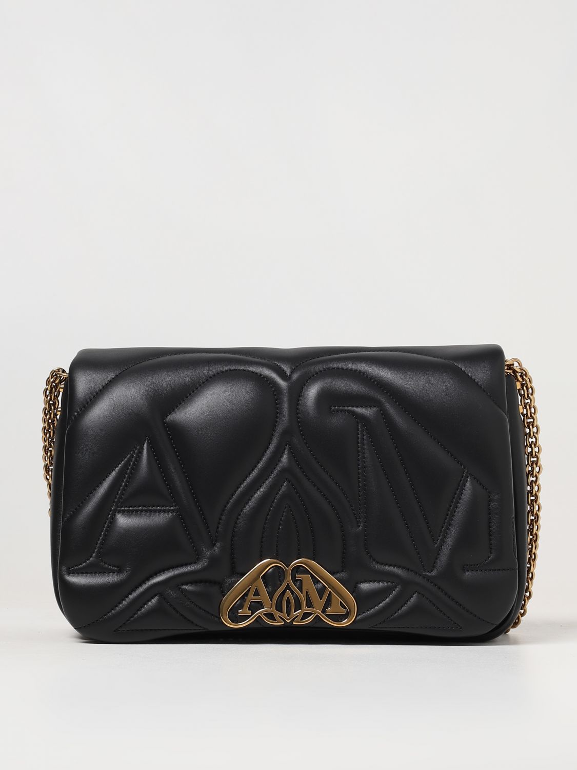 MCQUEEN OS seal bag in leather with embossed logo
