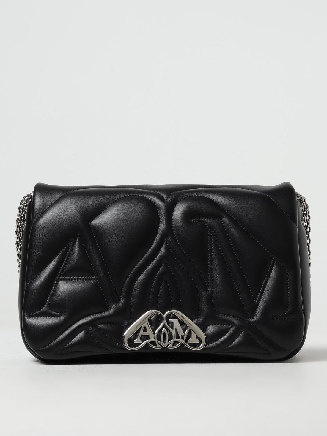 MCQUEEN OS seal bag in leather with quilted monogram