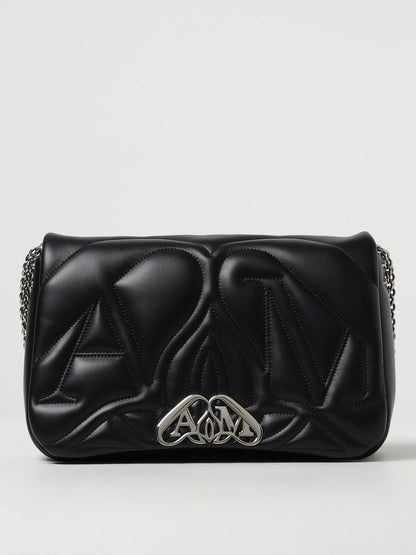 MCQUEEN OS seal bag in leather with quilted monogram