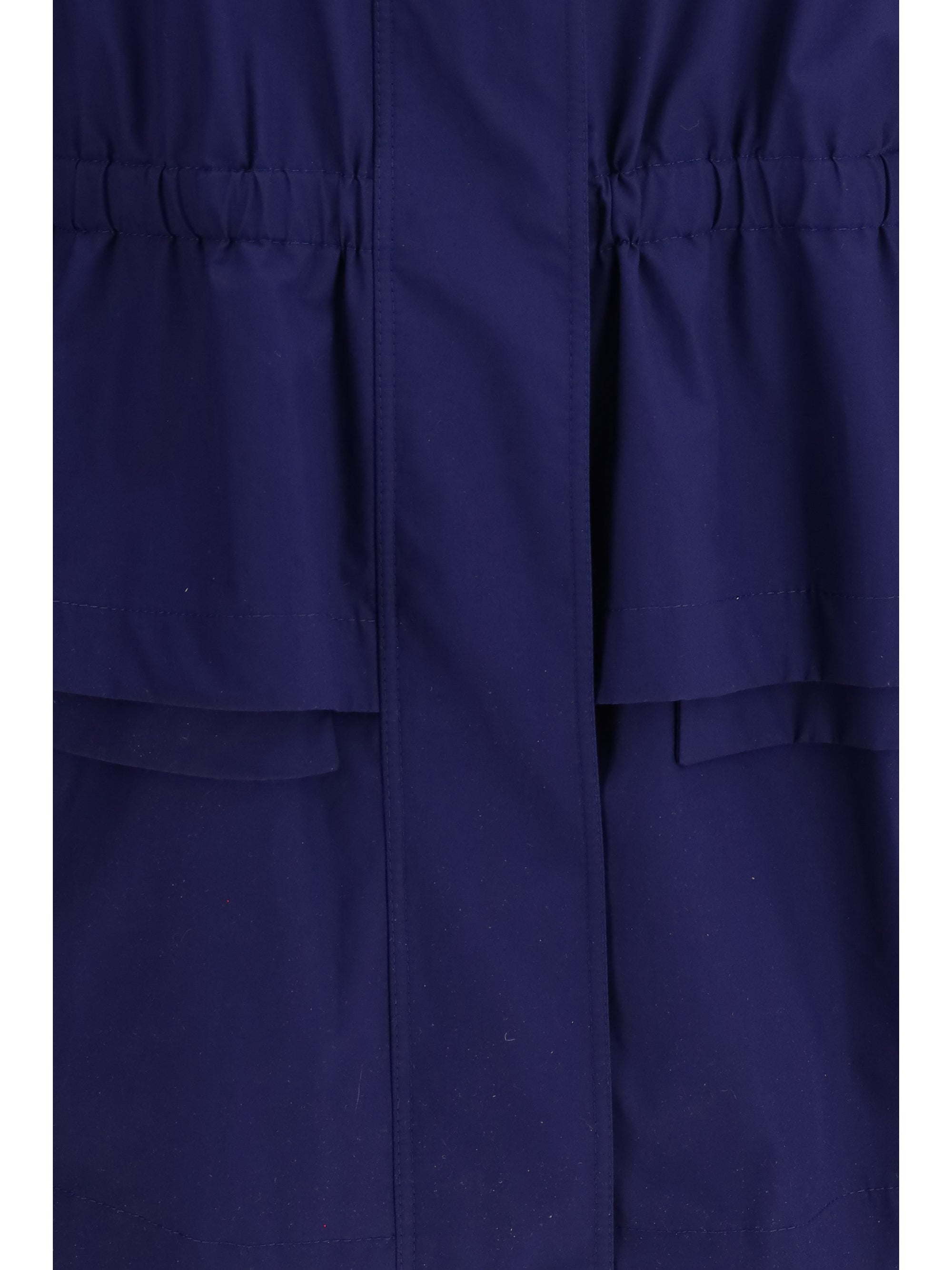 midi poplin parka in cotton with logo embroidery