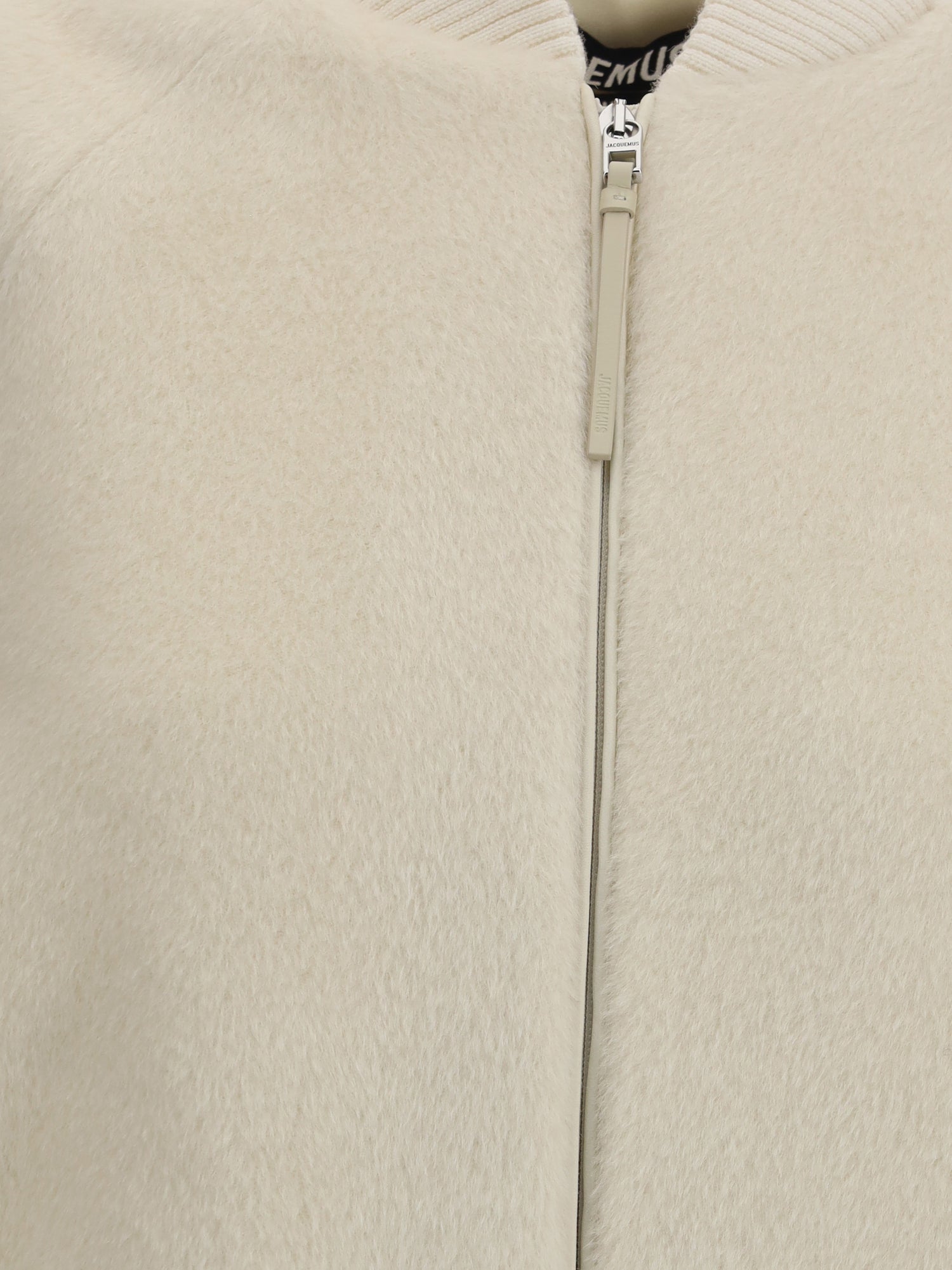 JACQUEMUS 38 the le blouson pilu jacket in white alpaca wool