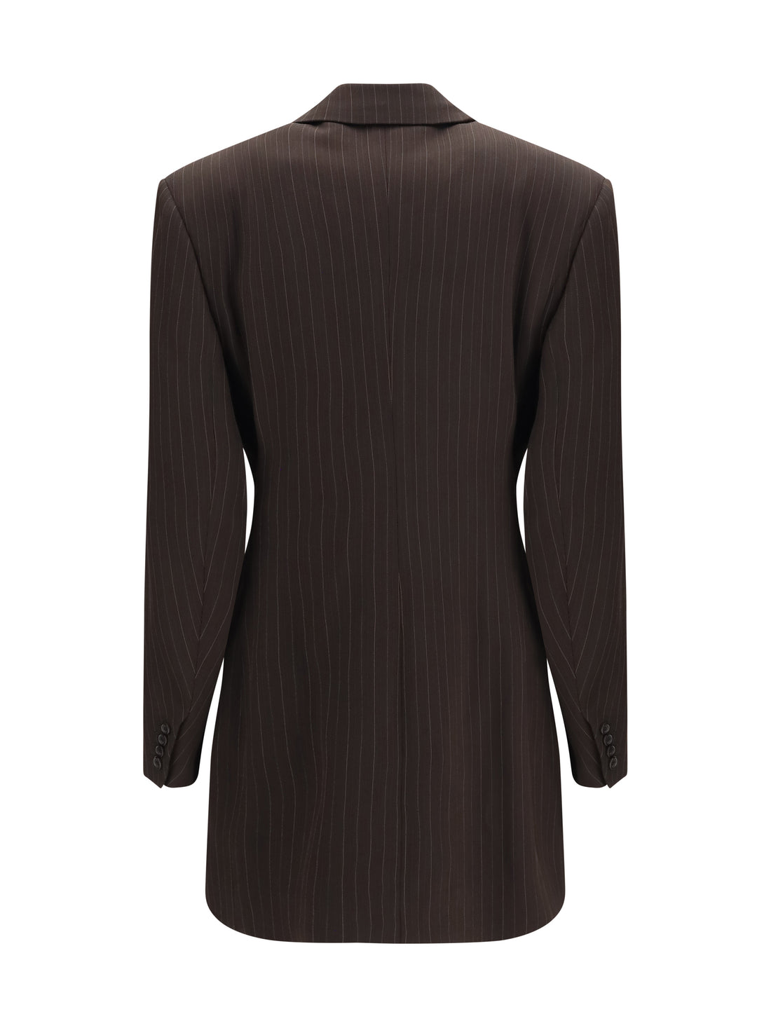 SAINT LAURENT 36 double-breasted pinstripe mélange wool jacket