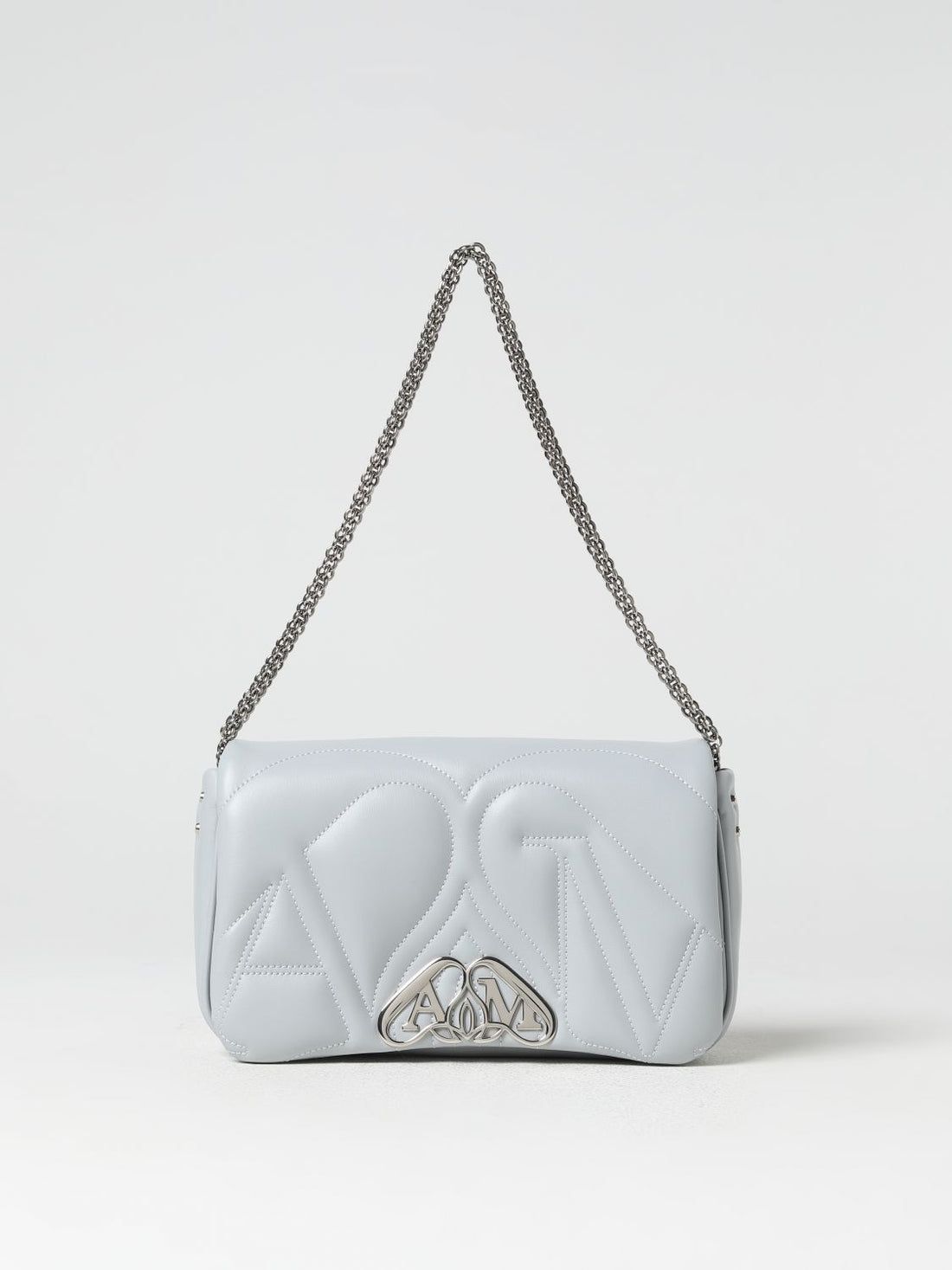 MCQUEEN OS seal bag in leather with quilted monogram
