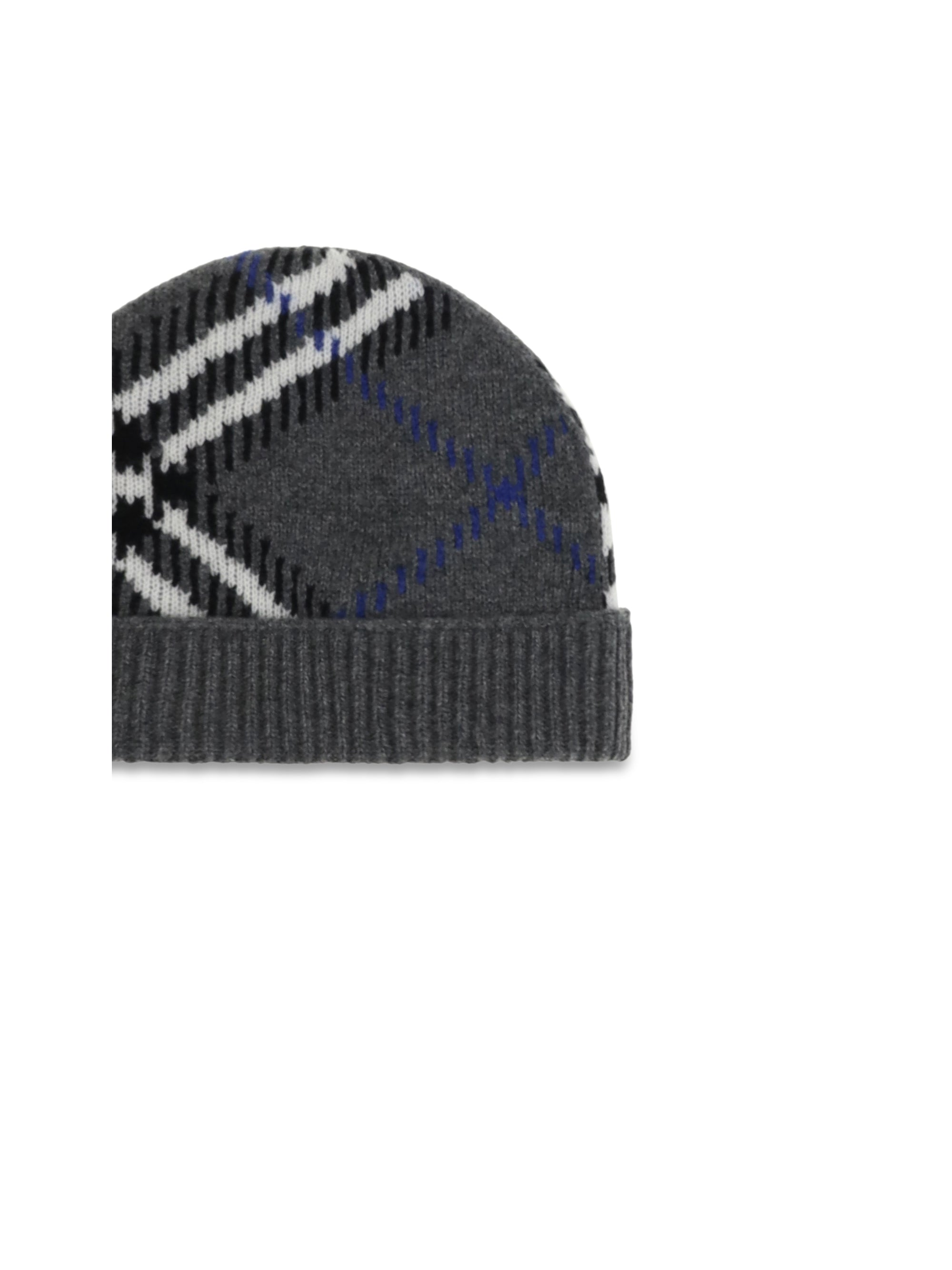 checked cashmere-blend beanie
