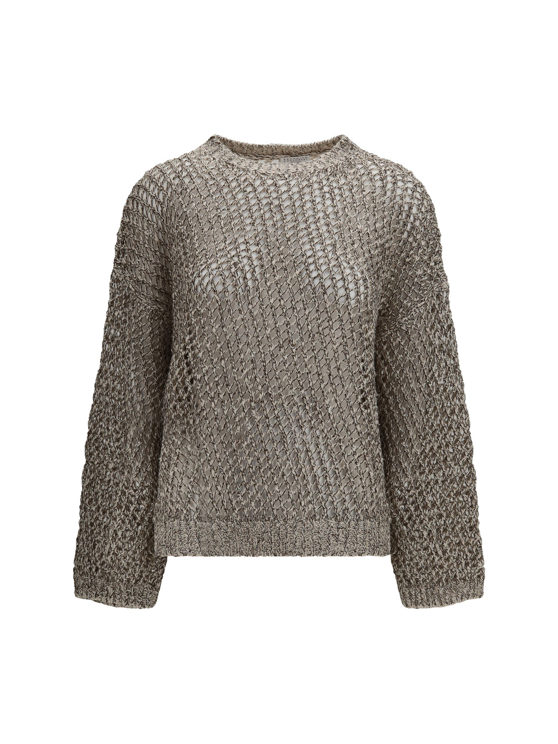 BRUNELLO CUCINELLI M dazzling chiné silk and linen open-knit sweater