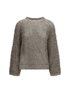 dazzling chiné silk and linen open-knit sweater