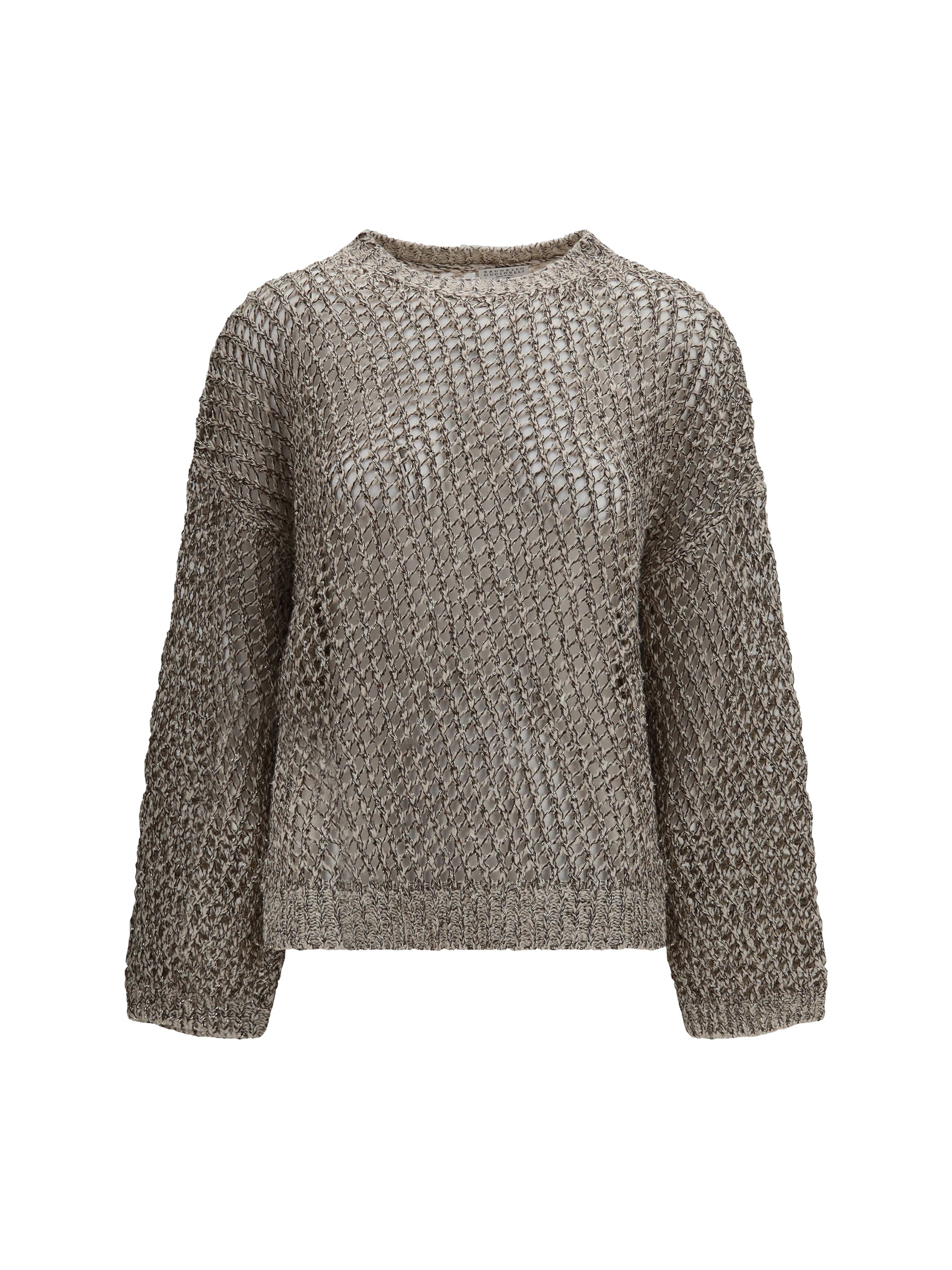 dazzling chiné silk and linen open-knit sweater
