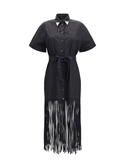 chemisier dress with fringes and metallic details