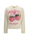 crewneck sweater with raspberries print