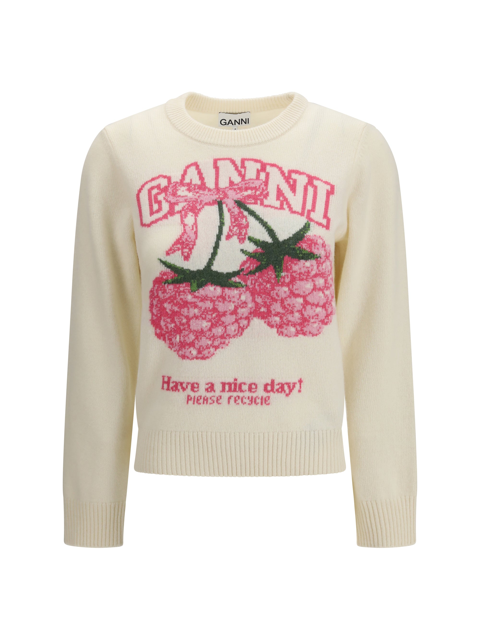 crewneck sweater with raspberries print