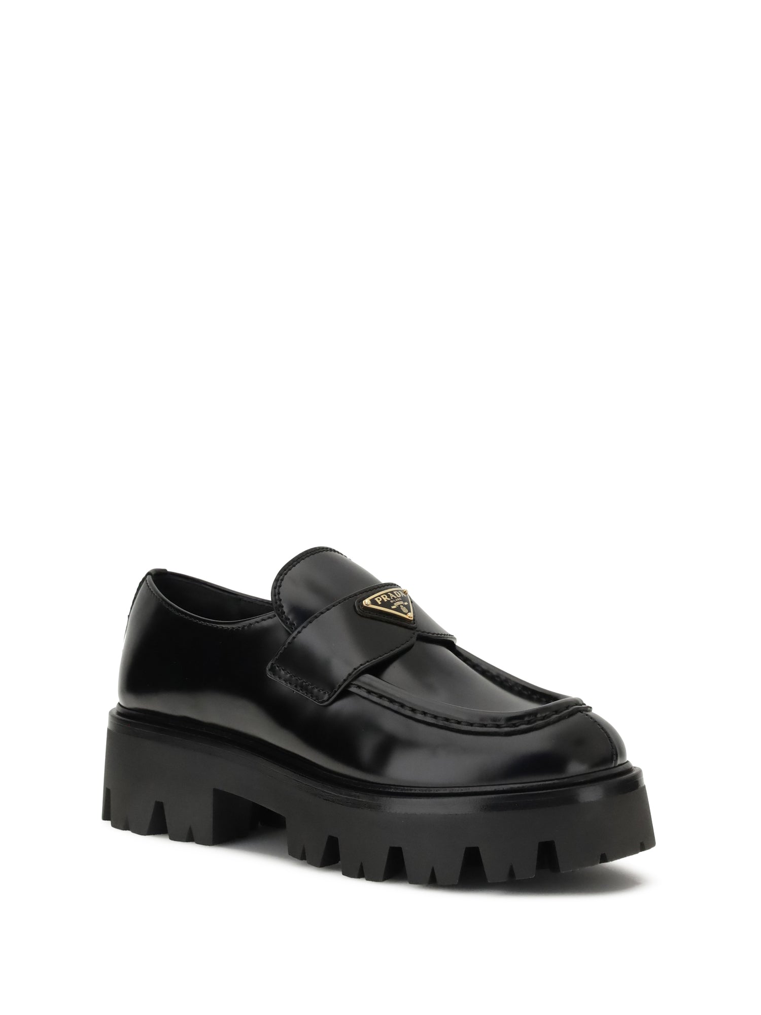 PRADA 38.5 leather monolith loafers
